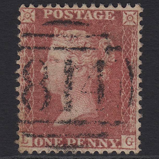 GB QV 1857 1d Rose-red (Plate 55) SG40-C10(1) LG GU Truro 814