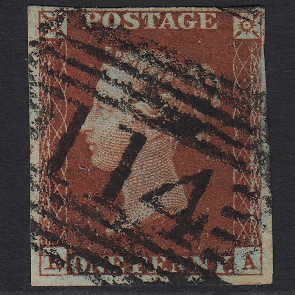 GB QV 1841 1d Deep Red-brown Pl 51 SG10-B1(4) RA GU 4 M Dundee 114