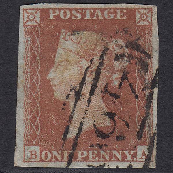 GB QV 1841 1d Red-brown (Plate 125) SG8-B2(1) BA GU 4 Margins Stained