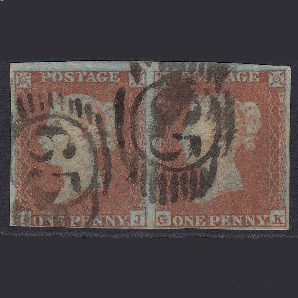 GB QV 1841 1d Pale Red-brown Pl 97 SG9-B1(3) GJ-GK GU Pair London D&S 65