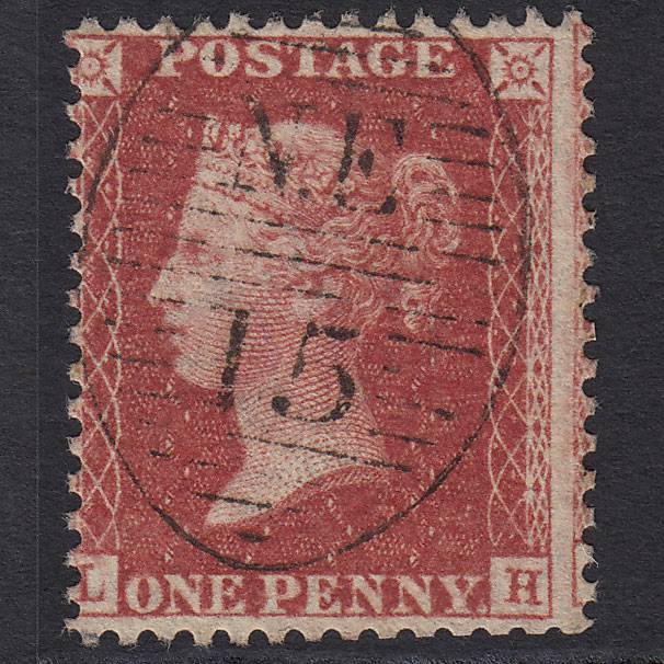 GB QV 1857 1d Rose-red Pl 60 SG40-C10(1) LH VFU London D&S NE15 Misperf