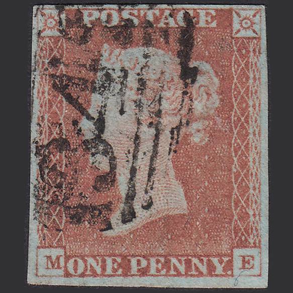 GB QV 1841 1d Red-brown (Plate 72) SG8-B1(1) ME FU 4M Imperf Hastings 342