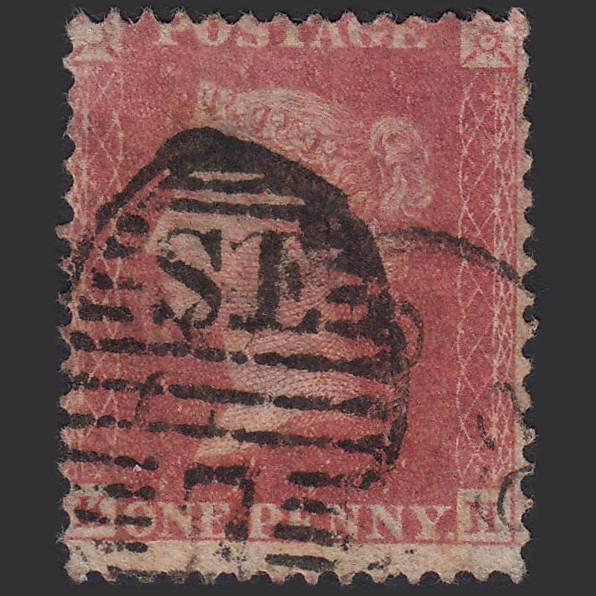 GB QV 1857 1d Rose-red Pl 57 SG40-C10(1) KH GU London D&S SE7 Misperf