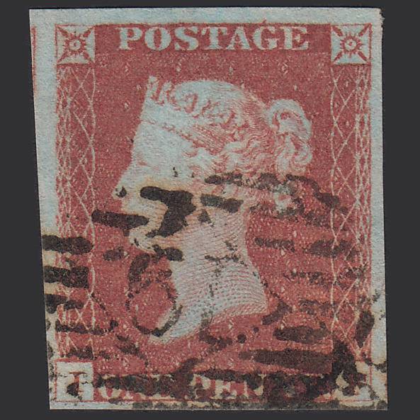 GB QV 1841 1d Red-brown (Plate 84) SG8-B1(1) IF FU 4 Margins London IS 19