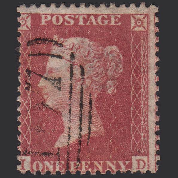 GB QV 1857 1d Rose-red (Plate 27) SG40-C10(1) ID GU Misperf