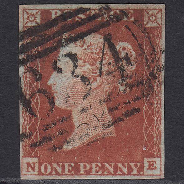 GB QV 1841 1d Red-brown (Plate 51) SG8-B1(1) NE FU 4 Margins Ramsgate 634
