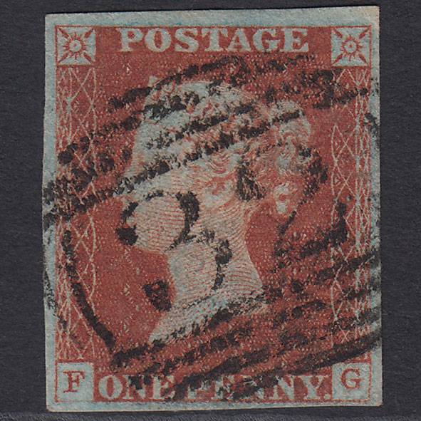 GB QV 1841 1d Red-brown (Plate 47) SG8-B1(1) FG FU Ashton-under-lyne 32