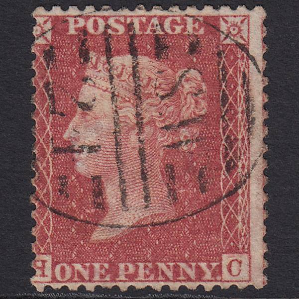 GB QV 1857 1d Rose-red Pl 36 SG40-C10(1) HC FU London D&S SW21 Misperf
