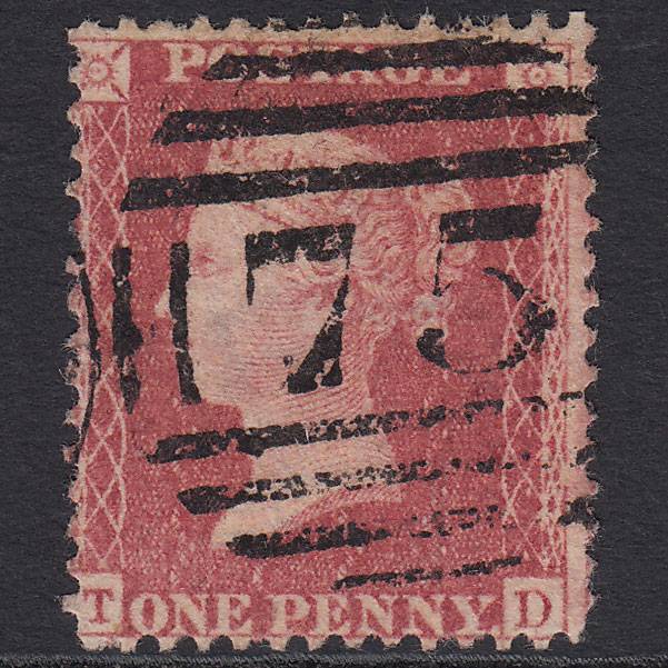 GB QV 1857 1d Rose-red (Plate 60) SG40-C10(1) TD FU Birmingham 75