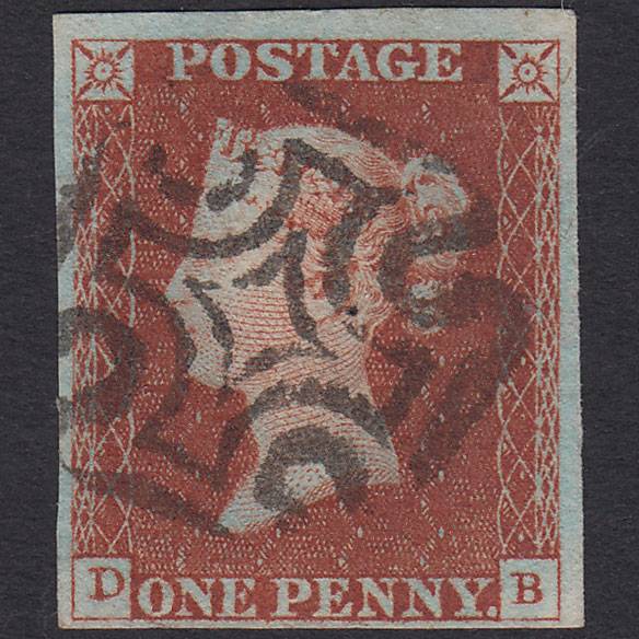 GB QV 1841 1d Red-brown Pl 35 SG8-B1(1) DB VFU 4 Margins Maltese Cross