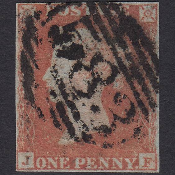 GB QV 1841 1d Red-brown Pl 91 SG8-B1(1) JF GU 4 Margins Nottingham 583