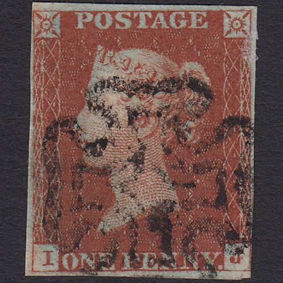 GB QV 1841 1d Red-brown Pl 38 SG8-B1(1) IJ GU 4 Margins Maltese Cross