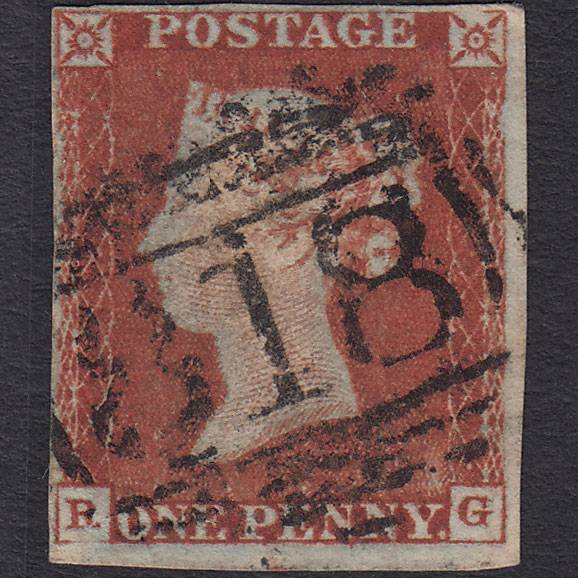 GB QV 1841 1d Red-brown Pl 47 SG8-B1(1) RG GU 4 Margins Tunbridge 818