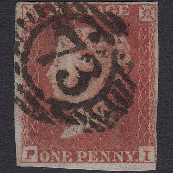 GB QV 1841 1d Red-brown Pl 165 SG8-B2(1) PI FU 4 Margins London D&S 73