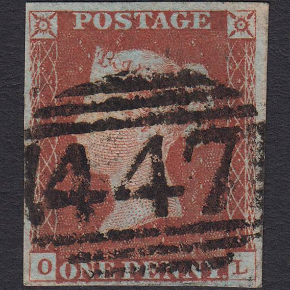 GB QV 1841 1d Red-brown (Plate 60) SG8-B1(1) OL FU 4 Margins Leeds 447