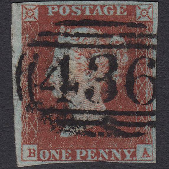 GB QV 1841 1d Pl 44 SG8-B1(1) BA FU Missing Imprimatur 4M Lancaster 436