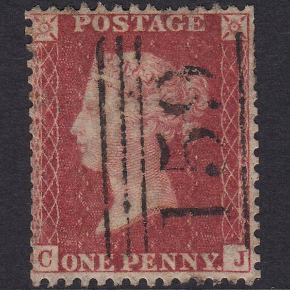 GB QV 1857 1d Rose-red (Plate 43) SG40-C10(1) CJ GU Glasgow 159