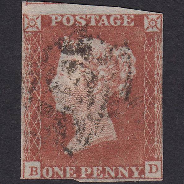GB QV 1841 1d Lavender Tinted Paper Pl 122 SG8-Bs91e BD GU nr 4 Margins