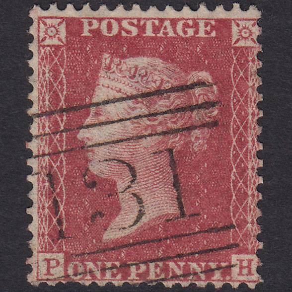 GB QV 1857 1d Rose-red (Plate 46) SG40-C10(1) PH FU Edinburgh 131