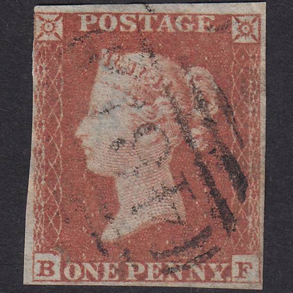 GB QV 1841 1d Red-Brown Plate 170 SG8-B2(1) BF FU Nr 4 Margins