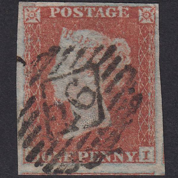 GB QV 1841 1d Red-Brown Plate 123 SG8-B1(1) LI GU 4 Margins London IS 26