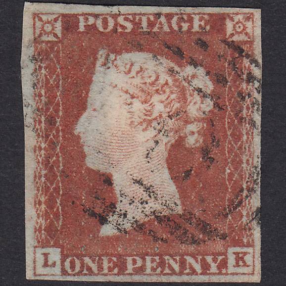 GB QV 1841 1d Red-Brown Plate 45 SG8-B1(1) LK GU 4 Margins