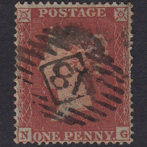 GB QV 1854 1d Plate 194 SG17-C1(1) NG GU Light Cancel 18 Well Centred