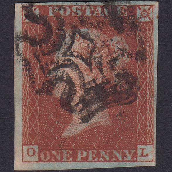 GB QV 1841 1d Red-Brown Plate 33 SG8-B1(1) OL FU Maltese Cross