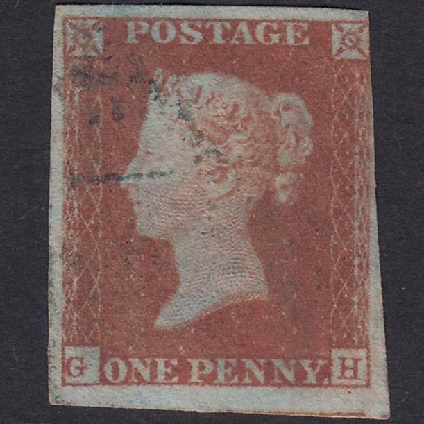 GB QV 1841 1d Plate 94 SG8-B1(1) GH FU Nr 4M Blue-Black Light Cancel