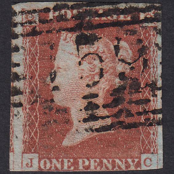 GB QV 1841 1d Red-Brown Plate 63 SG8-B1(1) JC GU 3 Margins Glasgow 159