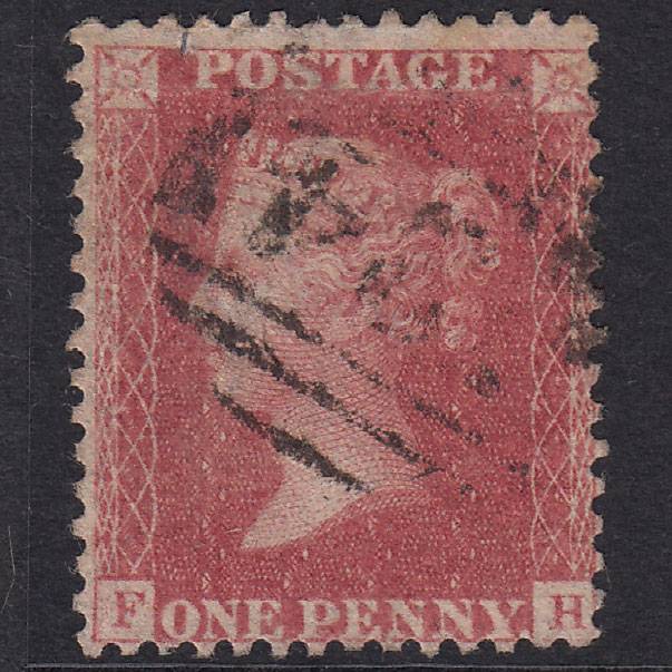 GB QV 1857 1d Rose-Red Plate 56 SG40-C10(1) FH GU
