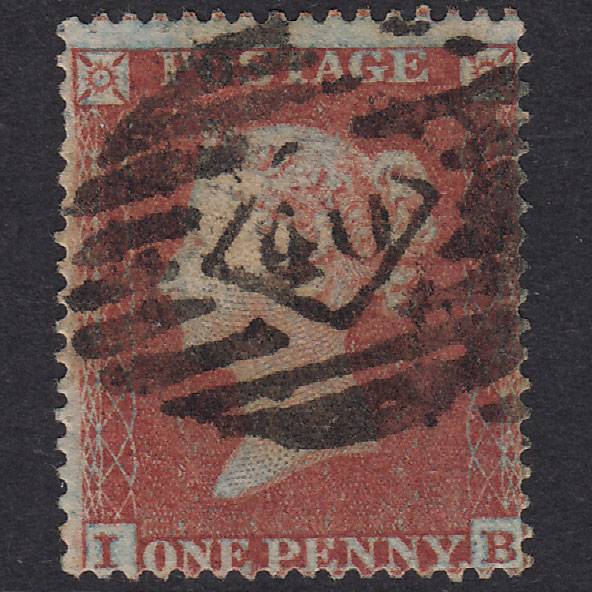 GB QV 1854 1d Red-Brown Plate 200 SG17-C1(1) IB GU London IS 40