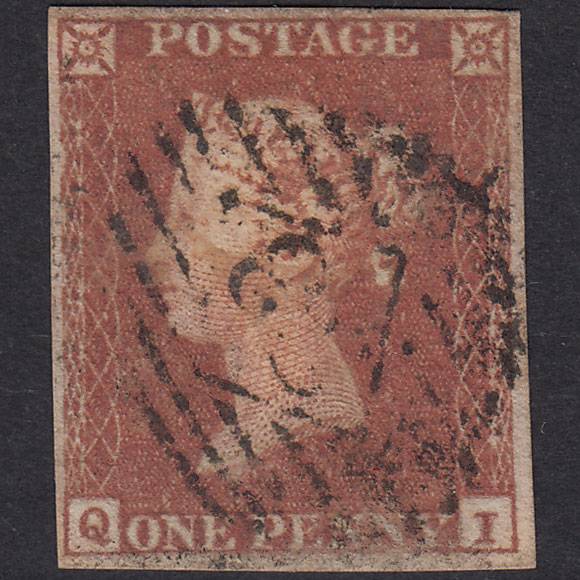 GB QV 1841 1d Lavender Tinted Paper Pl 122 SG8-BS91E QI GU 4M London