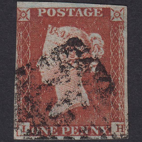 GB QV 1841 1d Red-Brown Plate 58 SG8-B1(1) IH GU Nr 4 Margins Scotland