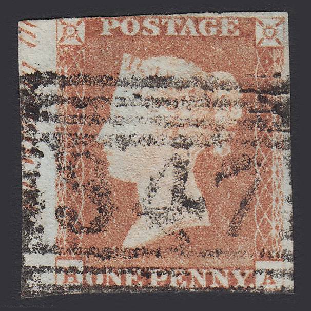 GB QV 1841 1d Pale Red-brown Pl 69 SG9-B1(3) HA GU Penicuick 347 Marginal