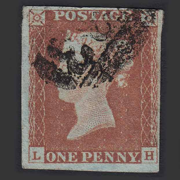 GB QV 1841 1d Red-brown (Plate 69) (SG8) 'LH' GU 4 Margins