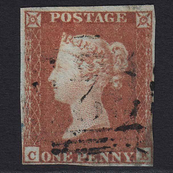GB QV 1841 1d Red-brown (Plate 101) (SG8) 'CE' GU nr 4 Margins