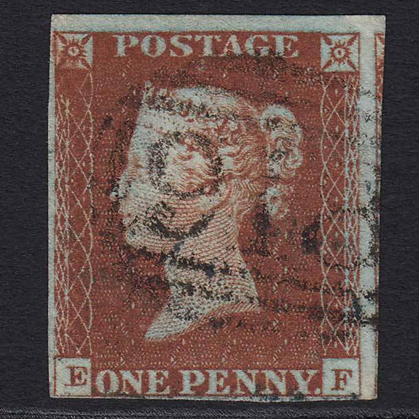 GB QV 1841 1d Red-brown (Plate 57) (SG8) 'EF' FU Worcester (918) 4 Margins