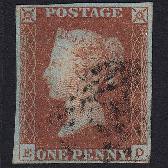 GB QV 1841 1d Red-brown (Plate 68) SG8-B1(1) ED FU Light Cancel 4 Margins