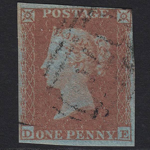 GB QV 1841 1d Very Blued (Plate 137) SG8a-B1(2) DE FU Light Cancel 4M