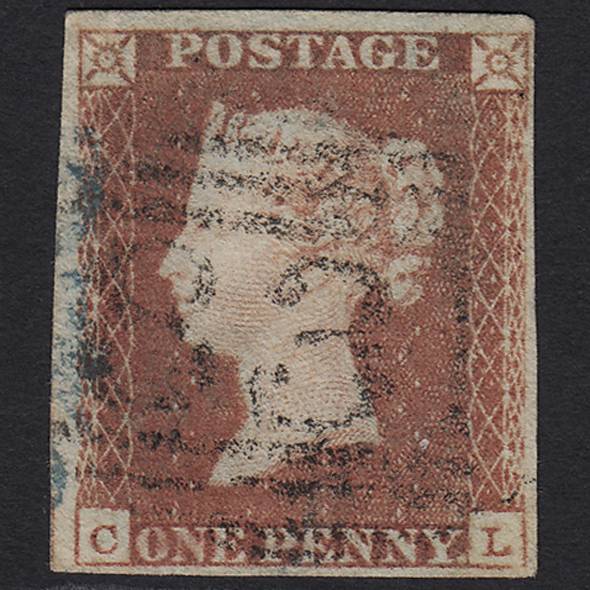 GB QV 1841 1d Pl 91 SG8-B1(1) CL FU Wakefield 831 4M Partial Blue Cancel