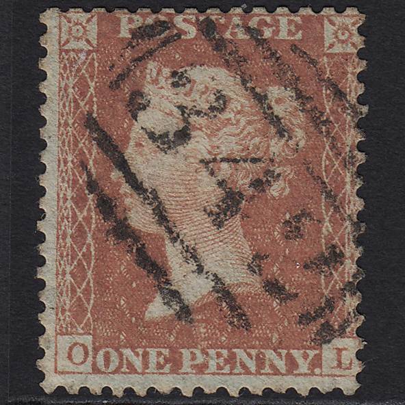GB QV 1855 1d Red-brown (Plate 17) C6(1) OL GU Hastings 342