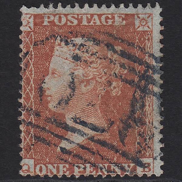 GB QV 1855 1d Red-brown (Plate 1) SG21-C4(1) QB GU Blue Cancel