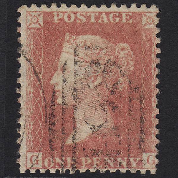 GB QV 1857 1d Pale Rose Transitional (Plate 49) C9A(1) GG FU