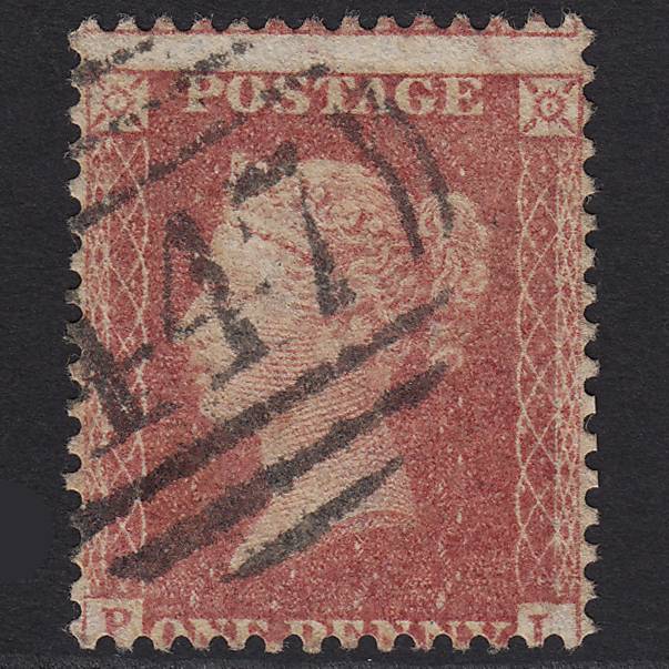 GB QV 1857 1d Rose-red (Plate 56) SG40-C10(1) PL FU Leeds 447 Misperf