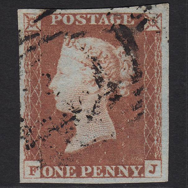 GB QV 1841 1d Red-brown Pl 85 SG8-B1(1) FJ VFU 4 Margins Light Cancel