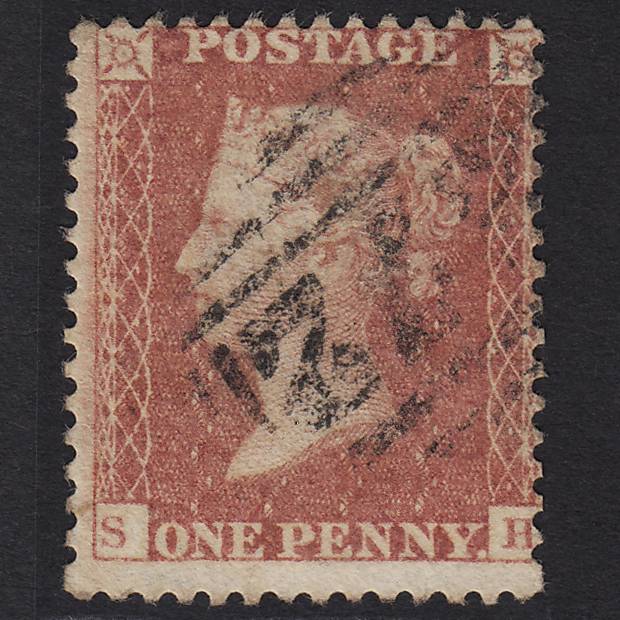 GB QV 1857 1d Rose-red Pl 59 SG40-C10(1) SH FU East Grinstead 272 Misperf