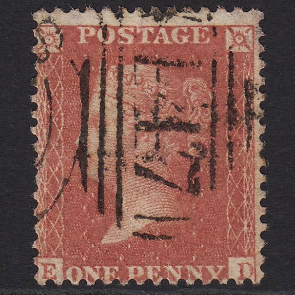 GB QV 1857 1d Dull Red Transitional (Plate 48) SGC9(5) ED GU Leeds 447