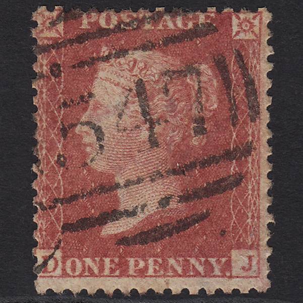 GB QV 1857 1d Rose-red Pl 42 SG40-C10(1) DJ GU Stoke-on-trent 547 Spoon