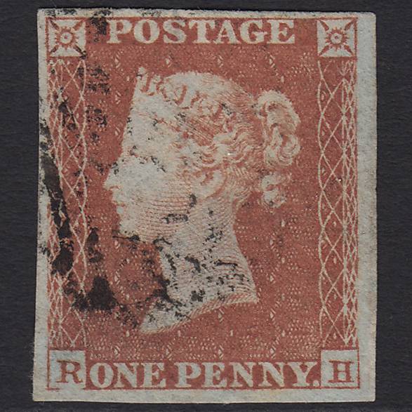 GB QV 1841 1d Pl 168 SG8-B2(1) RH VFU 4M Imperf Light Cancel Print Error